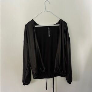 Victoria's Secret Black Long Sleeve Tie Front Blouse